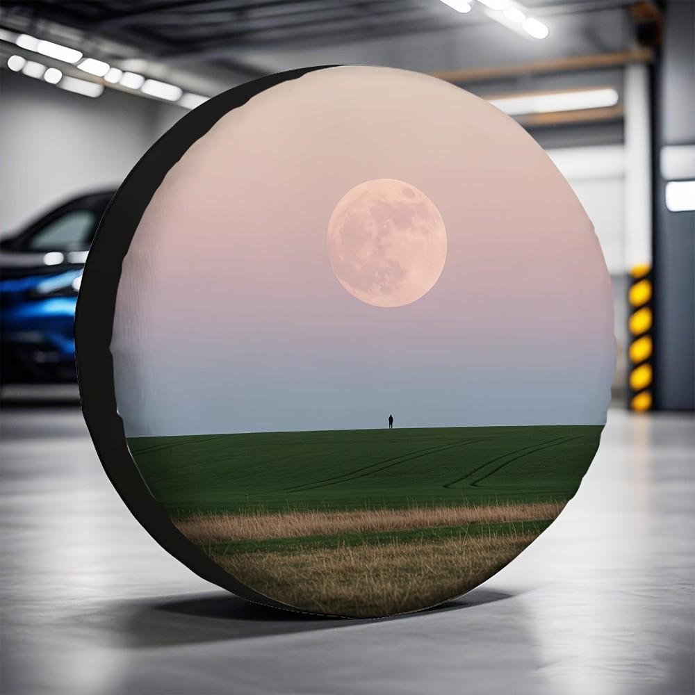 Moonlit Landscape Spare Tire Cover Durable Polyester Waterproof Protector for SUV
