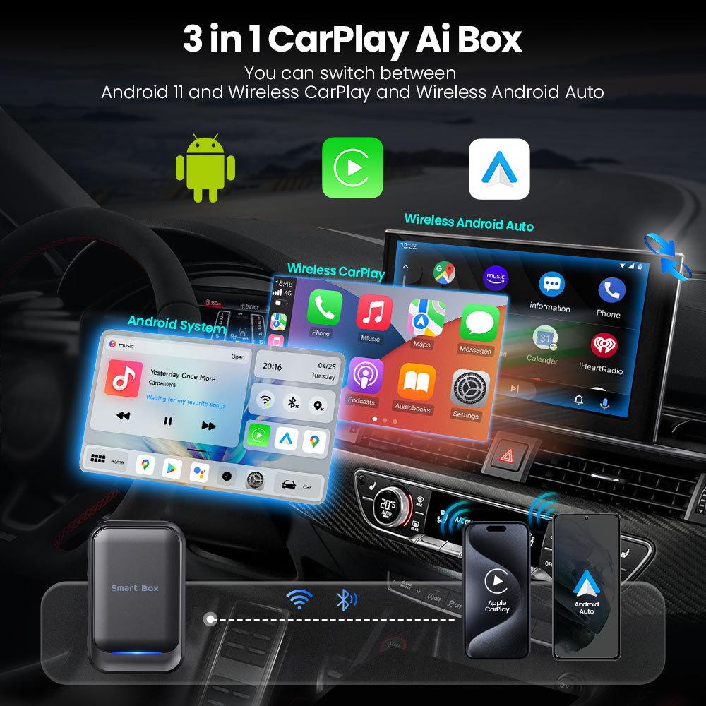Беспроводной адаптер CarPlay и Android Auto 4+32G - Совместим с автомобильными системами для умного подключения