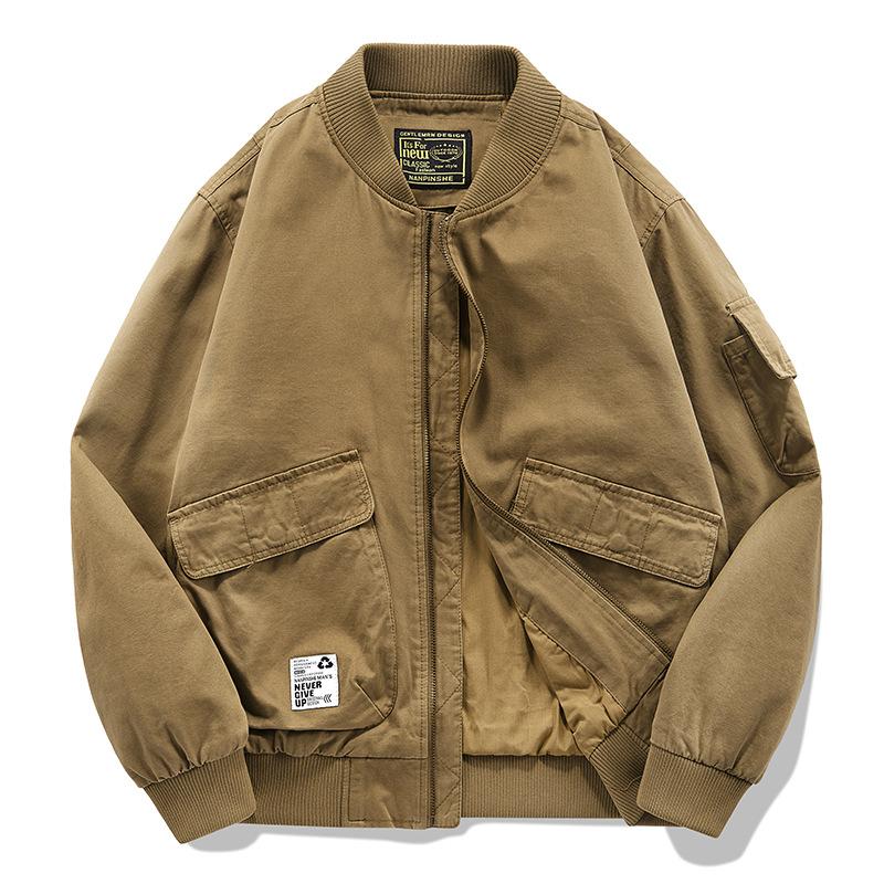 Весенняя хлопковая куртка-бомбер, мужская, весна-осень, американская повседневная, свободная, бейсбольная, джерси, тонкая, инструментальная куртка