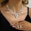 3PC Women's Flower Pearl Zircon Set with Rhinestone Necklace, Earrings, Zircon Accessories, Party and Holiday Gifts