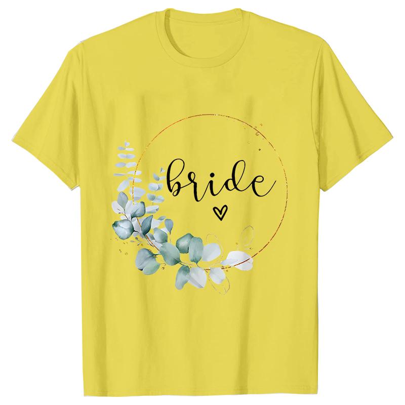 Team Bride Bridesmaid Bridal Flower Wreath Tees Unisexs Bachelorette Party Tops Friends Wedding Single Farewell Shirt Clothing