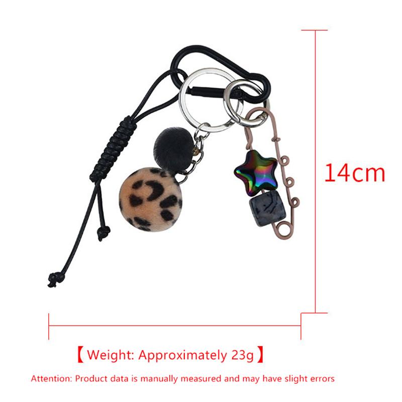 Creative Leopard Print Fur Ball Pin Keychain Knot Simple Braiding Rope Knot For Girls Bag Pendant Hanging Decoration