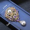 Charming Violet Pearl Pendant Brooch with Rhinestone for Evening Gown Accessory