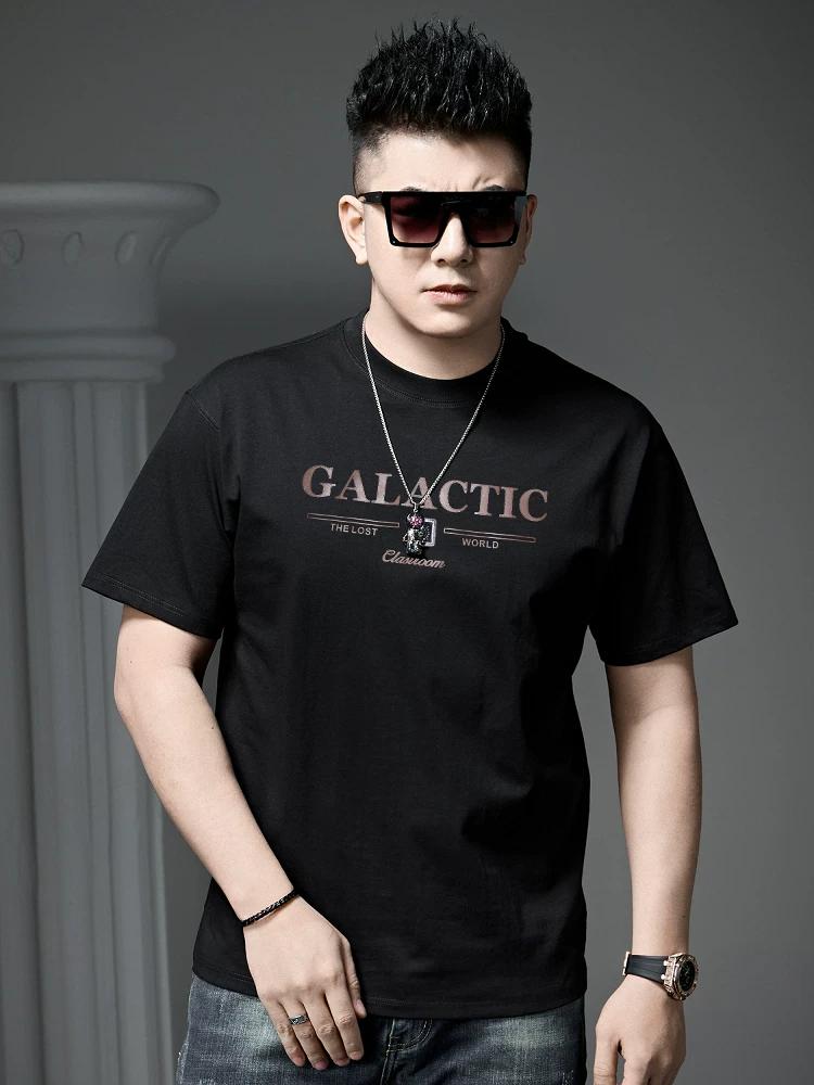 European Style Letter Print Short-Sleeve T-Shirt for Men 2025 New Summer Trendy Loose Round Neck Men's Half-Sleeve T-Shirt