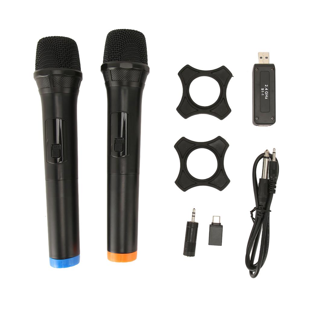 2pcs Wireless Microphone USB Dynamic Cordless Microphone Portable Handheld Microphone for Karaoke Singing Presentation