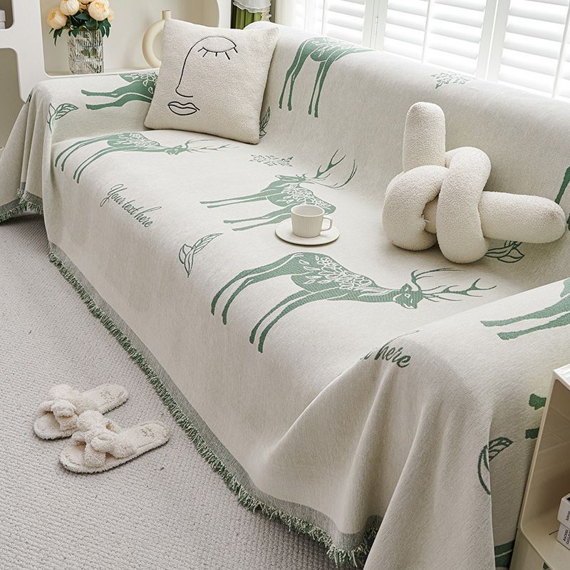 Диван из синели Four Seasons, универсальный двусторонний, в наличии, олень, скандинавская минималистичная подушка, подлокотник, спинка, встроенное полотенце с полным покрытием