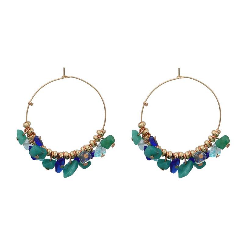 Boho Chic Circular Alloy Resin Earrings Women Geometric Dangle Hoop Jewelry Ethnic Style