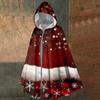 Christmas Print - Unisex Retro Vertical Cape Long Hooded Cape
