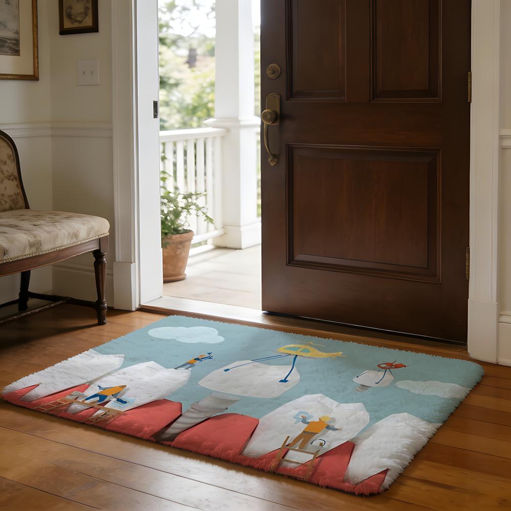 Floor Mat Soft Flannel Rug Non-Slip Absorbent Mat for Bathroom Bedroom Home Decor Dental Clinic Novelty Tooth Anime
