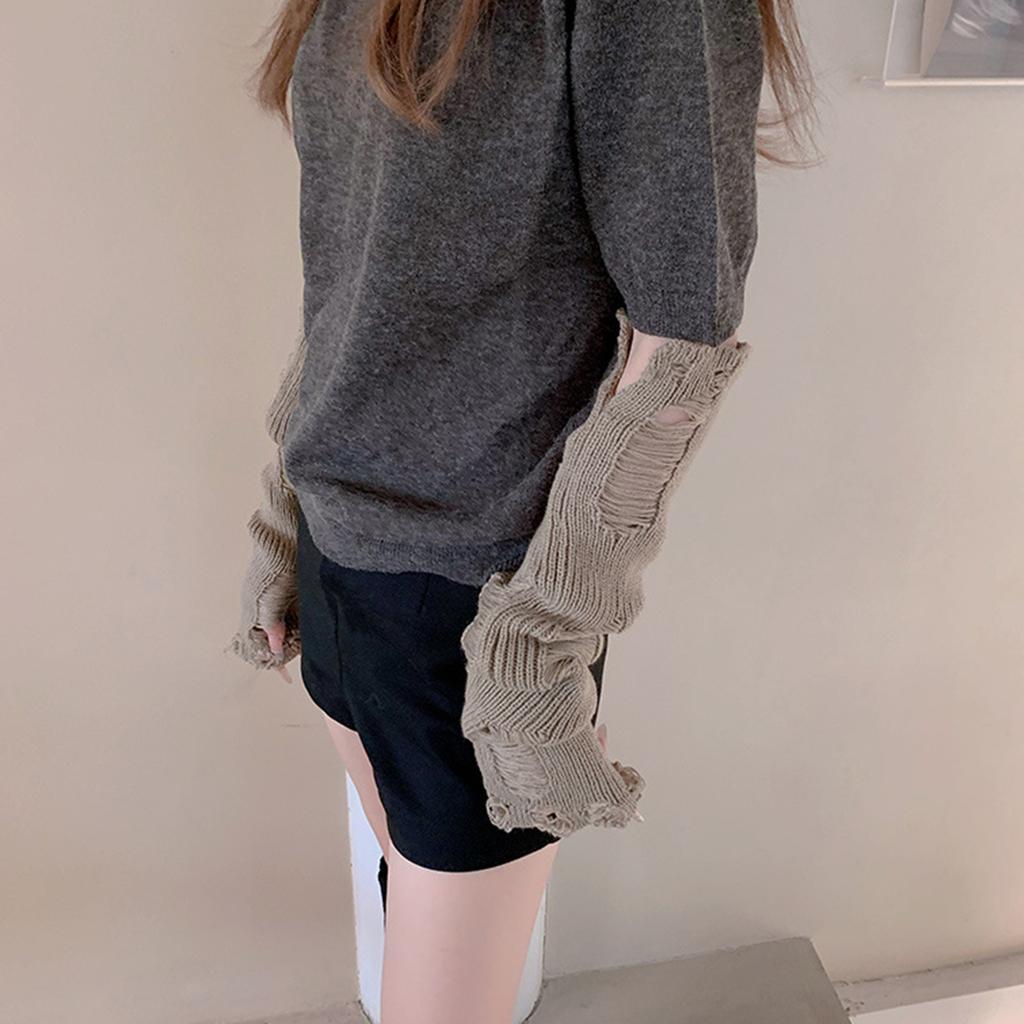 Punk Fingerless Gloves Ripped Sleeve Gothic Wrist Gloves Distressed Gloves for Masquerade Prom Gloves