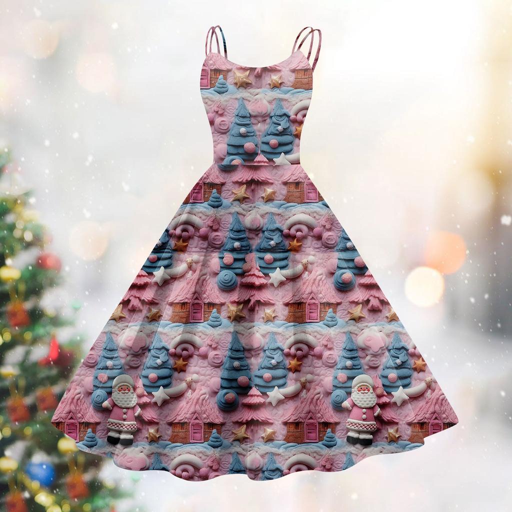 Женское модное сексуальное коктейльное платье без бретелек с рождественским принтом в стиле панк, винтажное платье.