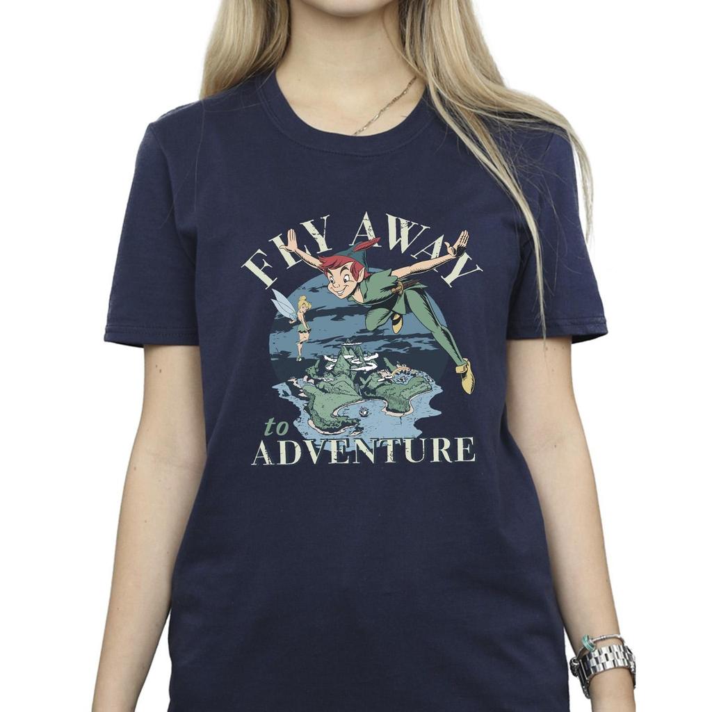 Disney Womens/Ladies Peter Pan Fly Away To Adventure Cotton Boyfriend T-Shirt