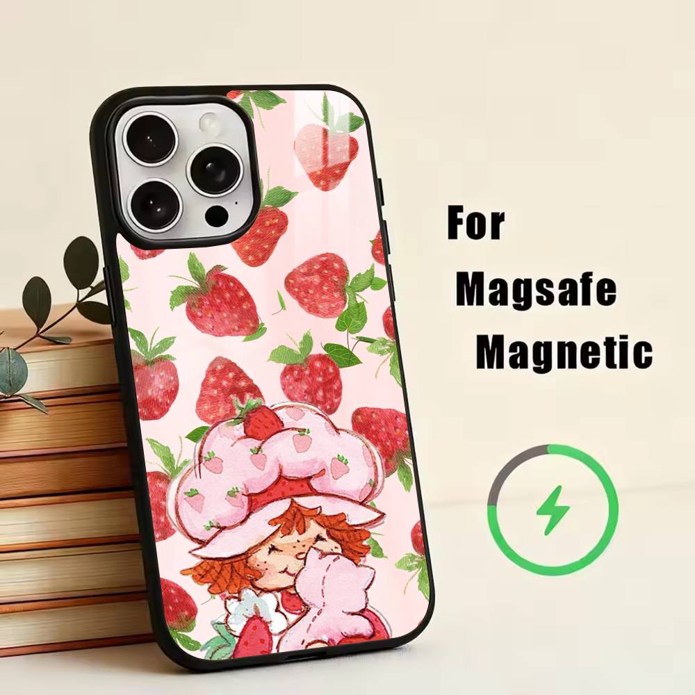 Клубничная S-Shortcake-Girl Розовый Чехол Для Телефона Для iPhone17,16,15,14,13,12,11 Plus,Pro Магнитный Для Magsafe Беспроводной Зарядки