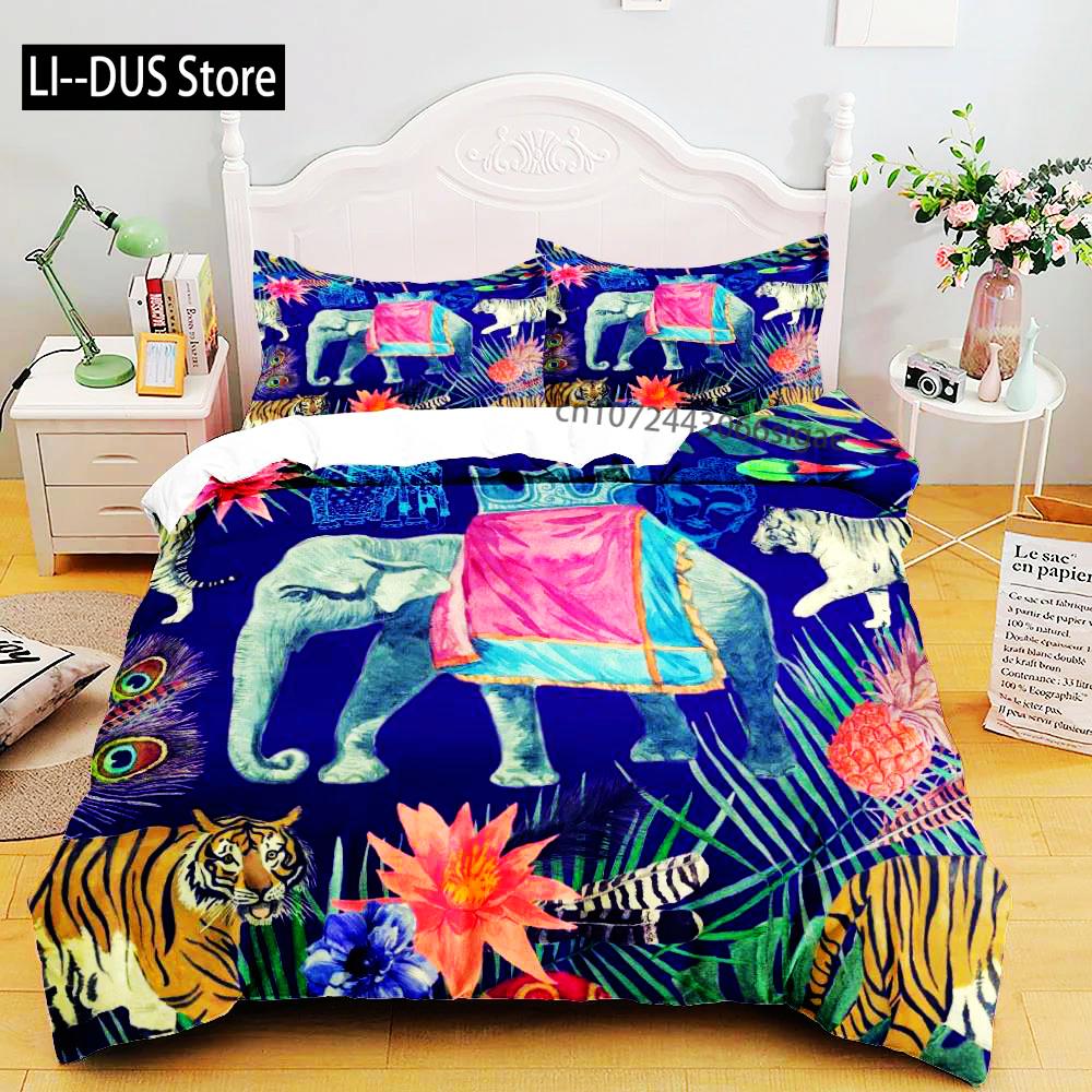 Набор постельного белья из стиранного хлопка с 3D-печатью, рисунок птицы и цветы, маленький односпальный, полуторный, двуспальный, королевский, суперкоролевский размер