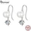 BAMOER стерлингового серебра 925 пробы, великолепные жемчужные крючки для ушей для женщин, ювелирные изделия, свадебные роскошные серьги для пирсинга, подарок в виде птицы