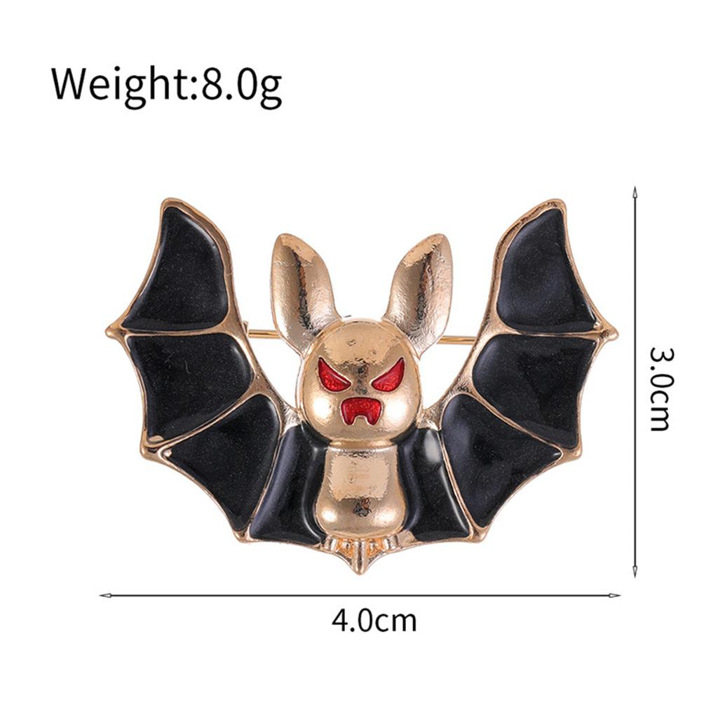 Rinhoo Gothic Black Enamel Bat Brooches For Women Men Vintage Red Eyes Rhinestone Bat Lapel Pins Animal Badge Halloween Jewelry