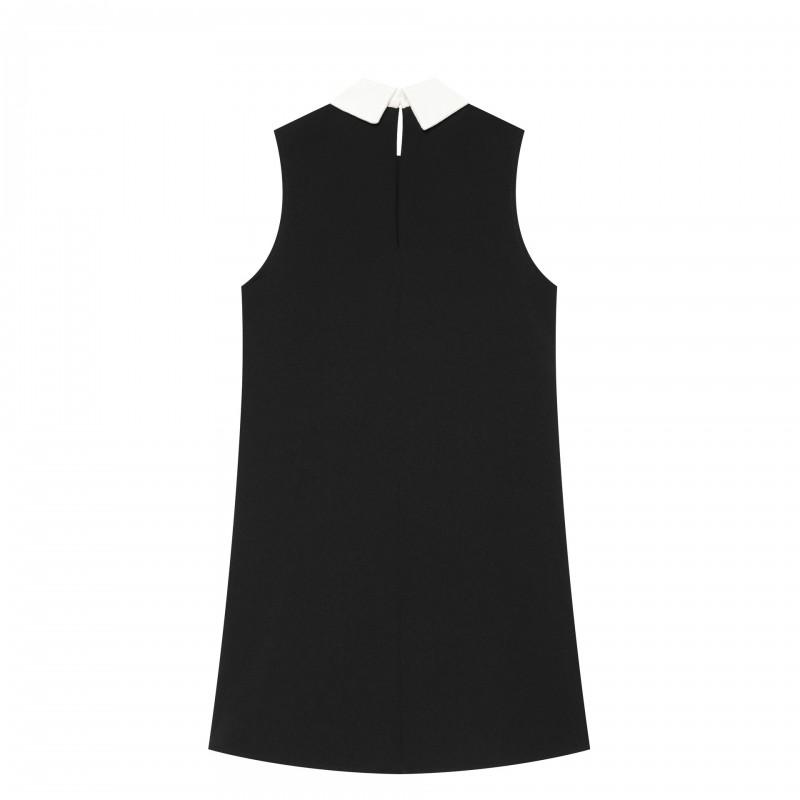 Vintage Preppy Sleeveless Contrast Collar Short Dress Women