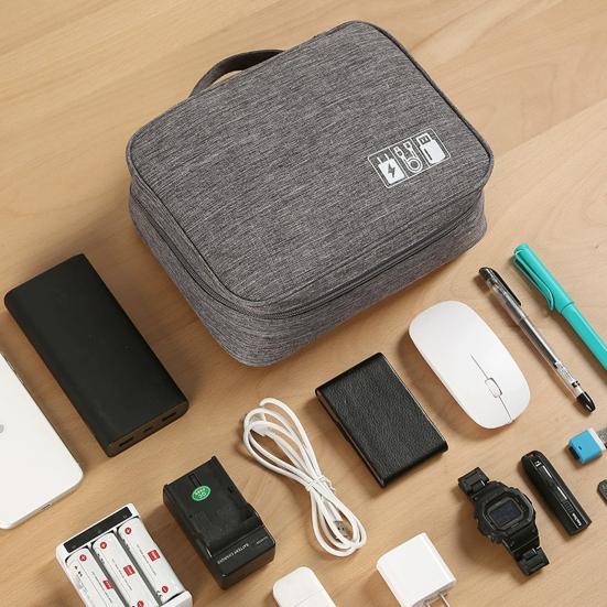 Сумка для хранения кабелей Органайзер для наушников и зарядных устройств Большая вместимость Застежка-молния Водонепроницаемый