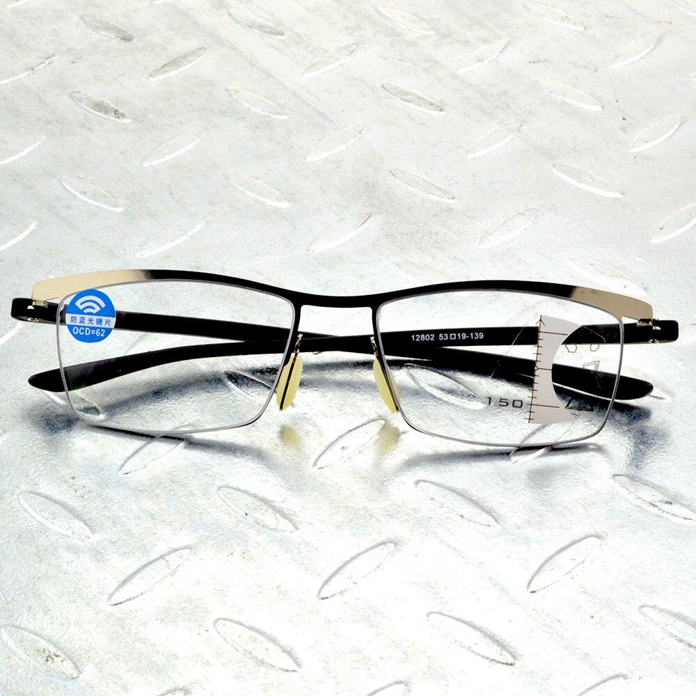 Очки для прогрессивного чтения из сплава, прямоугольник, простые деловые очки с многослойным покрытием, от +0,75 до +4, видимость вблизи и вдаль