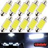 10-Pack Universal C5W LED Bulbs 31-41mm 12V/24V for Car/Boat Interior - 6500K White COB
