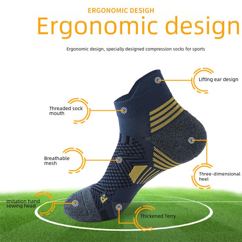 Нескользящие спортивные носки Max для мужчин: Толстое полотенце с коротким дном для бадминтона и бега