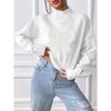 Women's Short High Neck Pullover Bow Embroidery Patchwork Sweater
