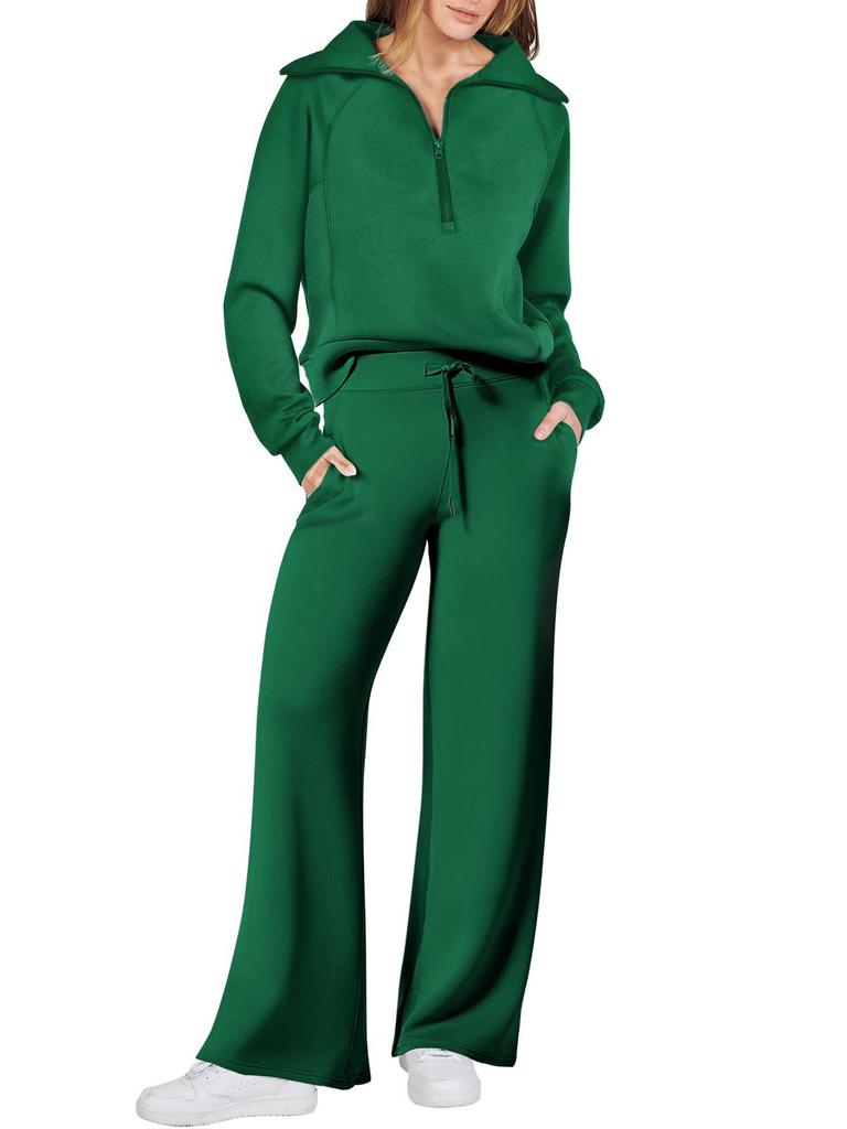 2023 Spring/Autumn Casual Sports Zipper Hoodie & Wide-Leg Pants Set