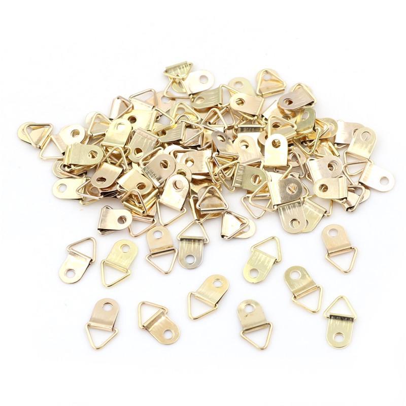 100Pcs Mini Golden Triangle D-Ring Picture Oil Painting Mirror Po Frame Hook Hanger 10X20Mm Furniture Accessories