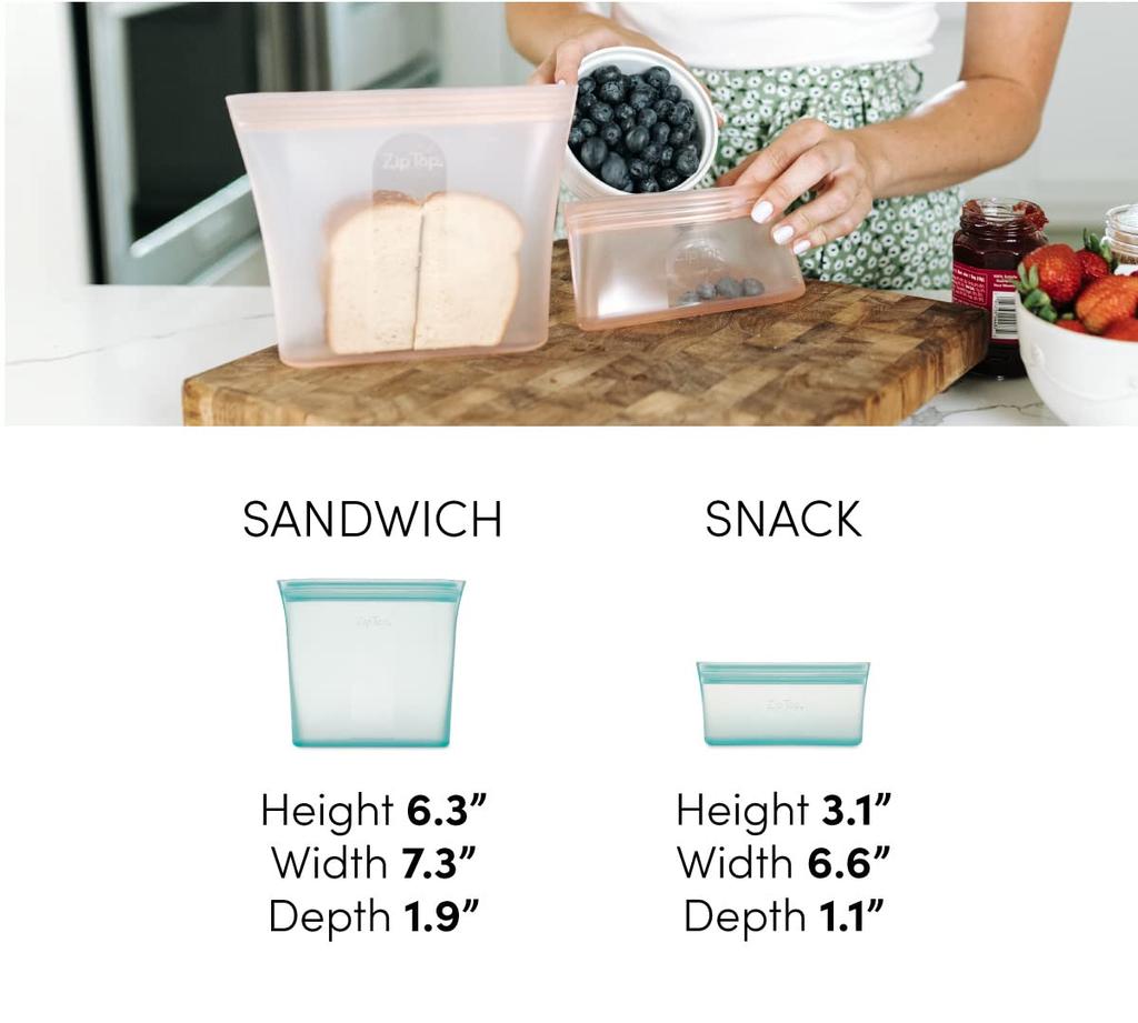 Zip Top Silicone Silicone Bag Storage Container Japanese Bag Sandwich 3 Piece Set Microwave Cooking Dishwasher Safe Frost White ZipTop [Genuine