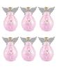 Fourcart Cute Handmade Glass Champagne Angel Bells, Pink, Set of 6