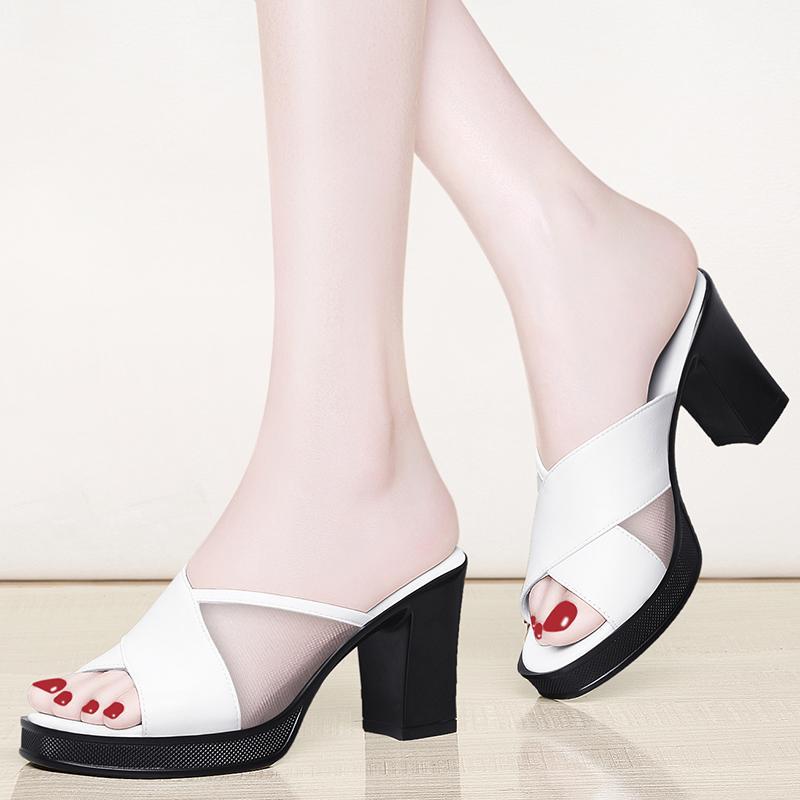 Новые женские босоножки на высоком каблуке, летние водонепроницаемые женские босоножки на платформе с толстым каблуком, женские босоножки с открытым носком