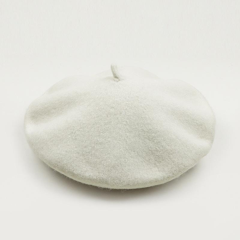 Зимняя теплая искусственная шерстяная шапка-берет для женщин и девочек, французская шапка-бини, красная, черная, фиолетовая, бежевая, оранжевая, кавайная, плоская, теплая