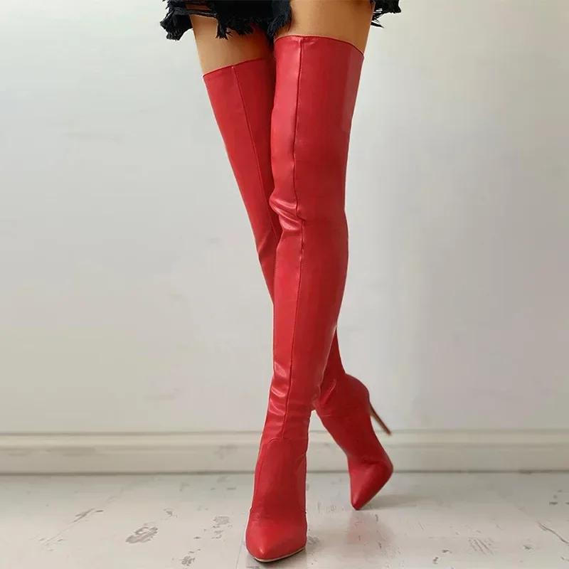 Women's Boots High Heel 11cm Over Knee Large Size 34-43 Back Zipper Fashion Personality Boots Thigh High Boots