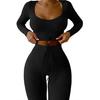 Sweat Suit Crop Top High Waist Breathable No Shrinking Sweat Suit for Fitness
