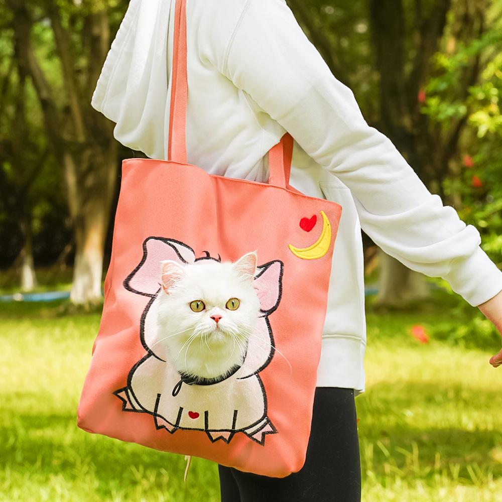 Pet Out Bag Cat Bag Crossbody Portable Cat Bag Small Dog Shoulder Bag Supplies Cartoon