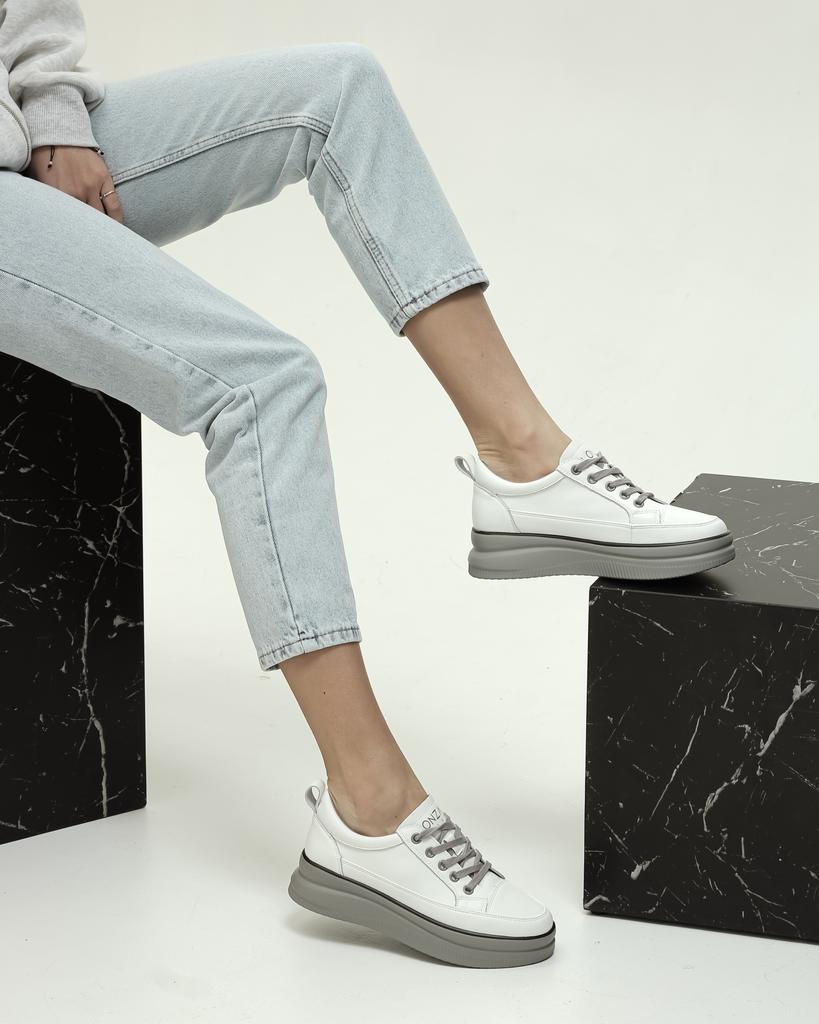 Кеды женские Lonza 184031 36 бело-серые кожа