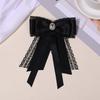 Rhinestone Pearls Tie Black Decoration Shirt Tie Hand-beaded Lace Necktie  Women