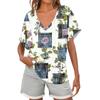 Womens Short Sleeve V-Neck Shirts Floral Print Loose Casual Basic Tees Summer Tops