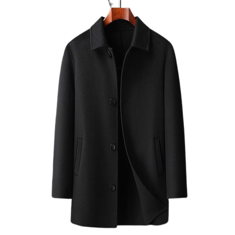 Autumn and Winter Men's Double-sided Woolen Coat Plus Size Woolen Coat Business Men's Medium and Long Woolen Coat