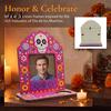 Decorative Altar Frames for Memorials Day of The Dead Photo Frame with Integrated Candle Holder, Mexican Sugar Skull Picture Frame, Wood Memorial