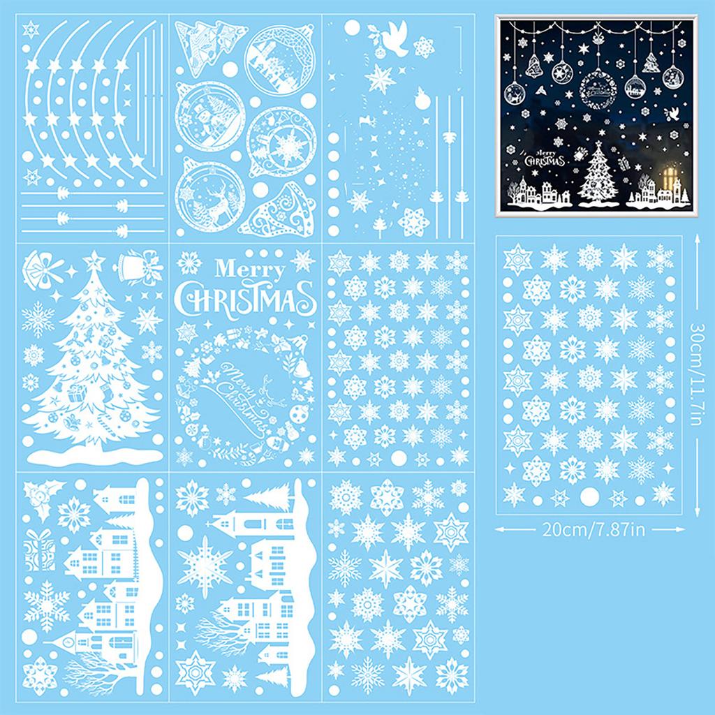244 PCS Christmas Static Sticker 9 Sheets Of Window Sticker Window Decoration Glass Sticker Shopping Mall Hotel Floor-to-ceiling Christmas Decoration