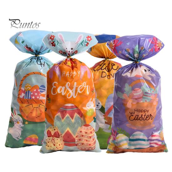 50Pcs Easter Bunny Candy Bags Large Capacity Cartoon Pattern Cute Cookie Candy Wrapping Bag Party Gift Bags