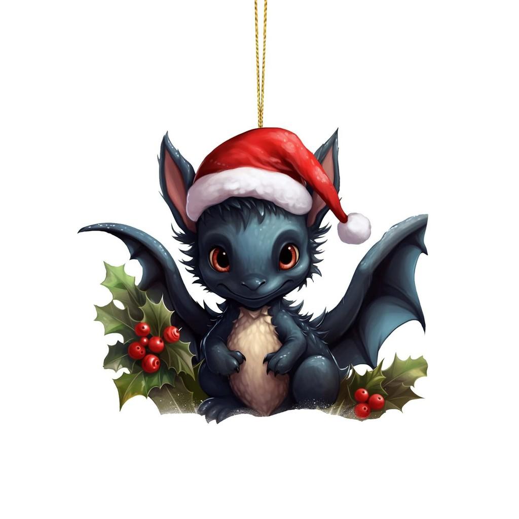 Playful Dragon Acrylic Christmas Hanging Decoration For Festive Car Interior Adornments