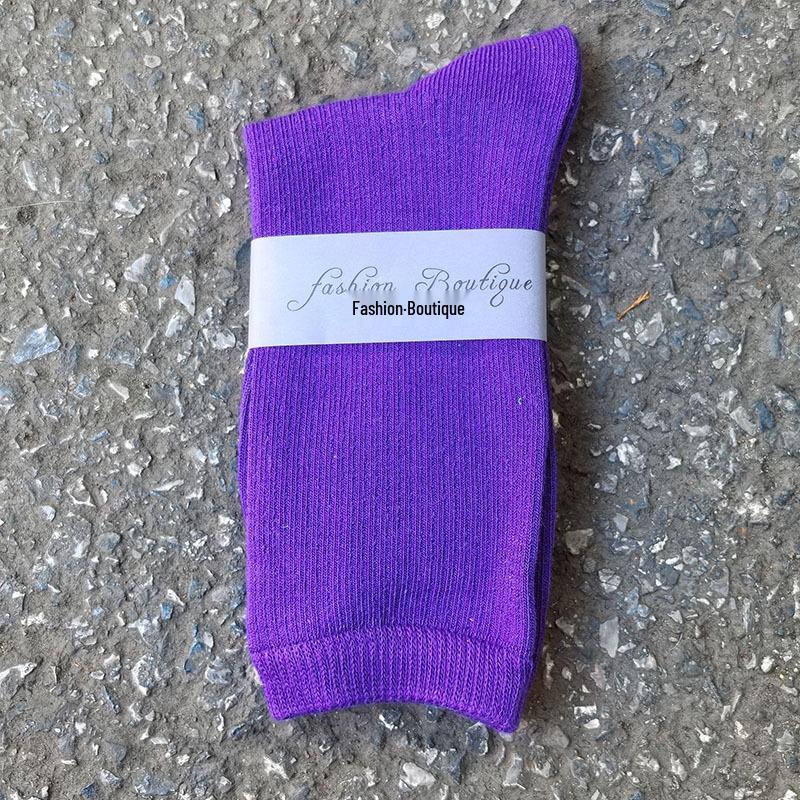 Женские носки для танцев 2025 Dopamine: Красочные, мятые хлопковые носки до середины икры для всех сезонов