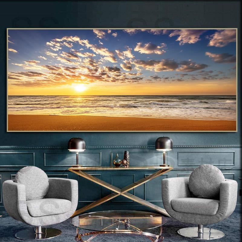 Пляжный закат, настенные художественные постеры, большой пейзаж, холст, картина, принт, скандинавские лесные деревья, украшение стены, картина для домашнего декора