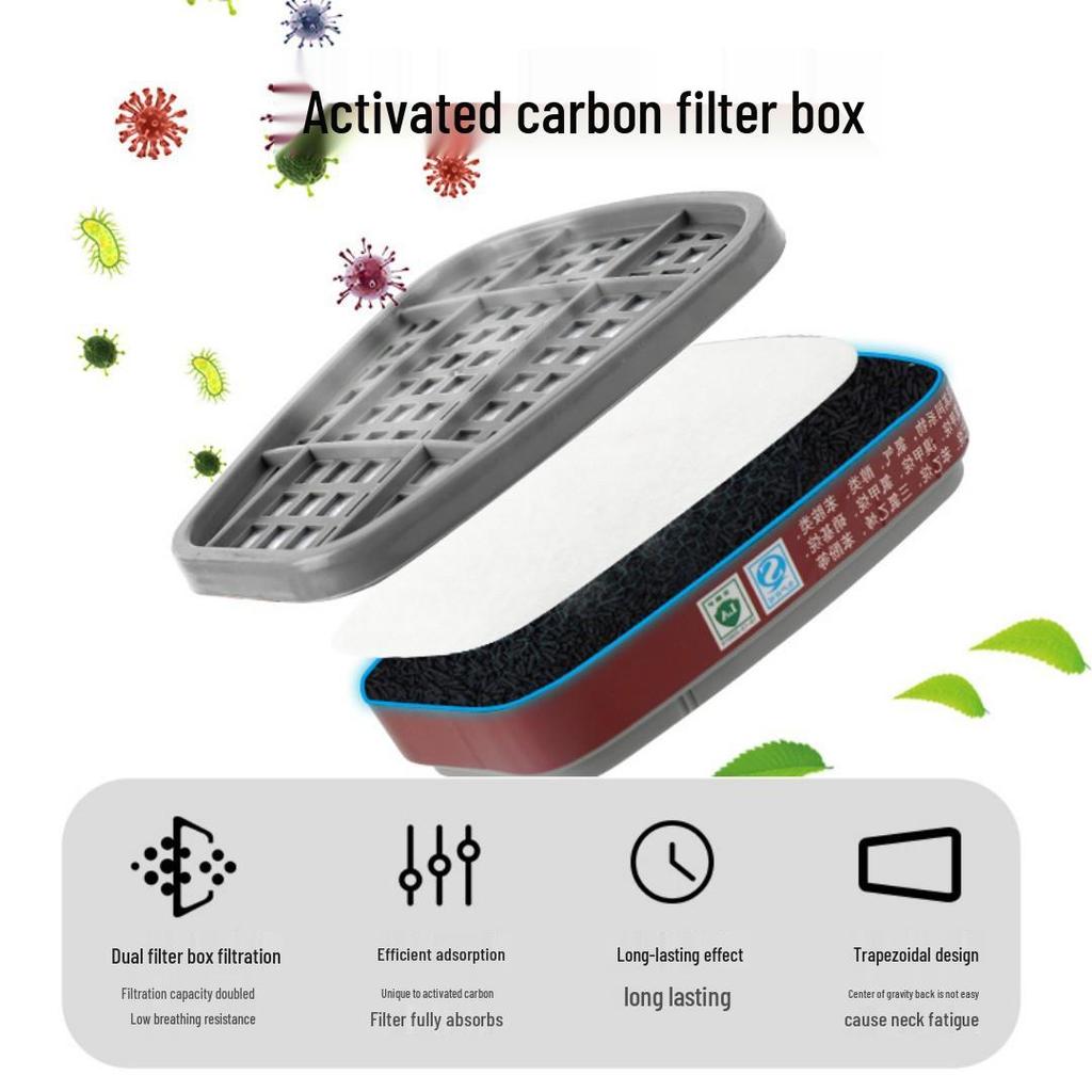 Full Face Protection Mask for Spray Painting & Chemical Safety with Dustproof & Poisonous Gas Filtration, Large Field of View, Activated Carbon Filter