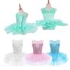Ballet Leotard Dress for Kids Girls Shiny Sequins Tutu 4 Layers Skirt Ballerina Dance Wear