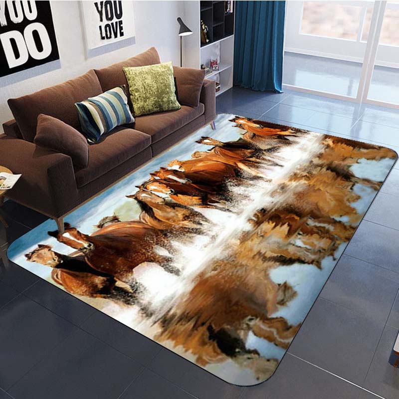 3D живой ковер с лошадью, нескользящий ковер, коврик для комнаты, прямоугольный коврик для кухни, салона, ковер для лошадей, стадо, ковер с животными, лучший ковер