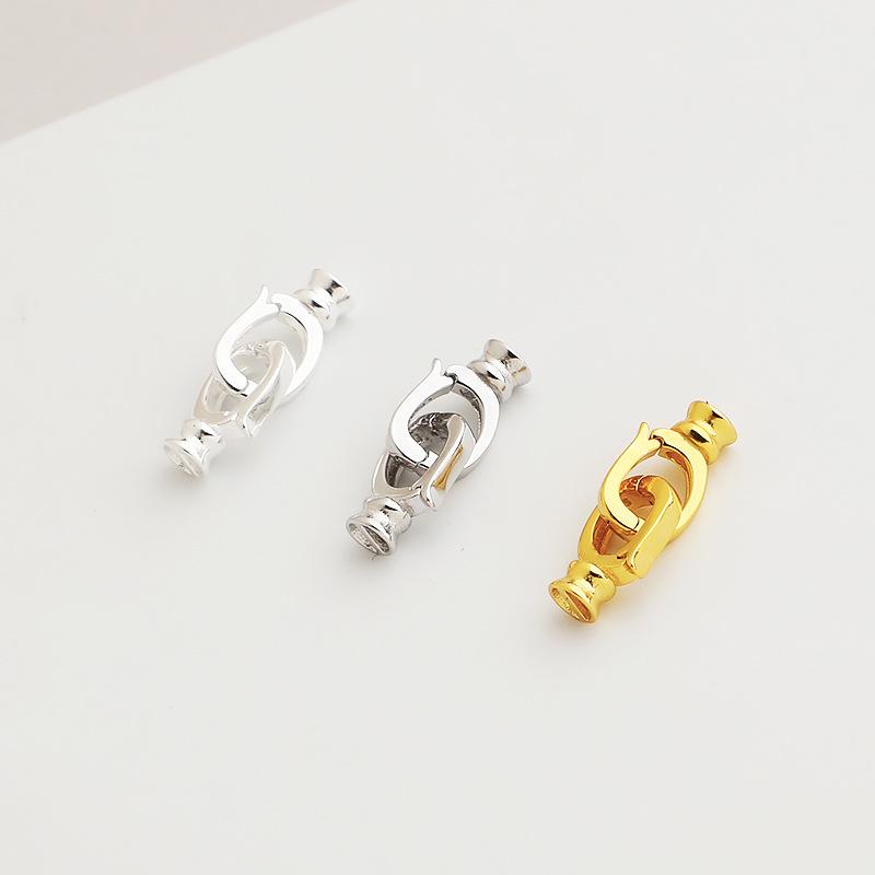 S925 Sterling Silver Pearl Double-Headed Openable Buckle Chain Link Clasp for Necklace Bracelet Anklet Jewelry Connector Lock