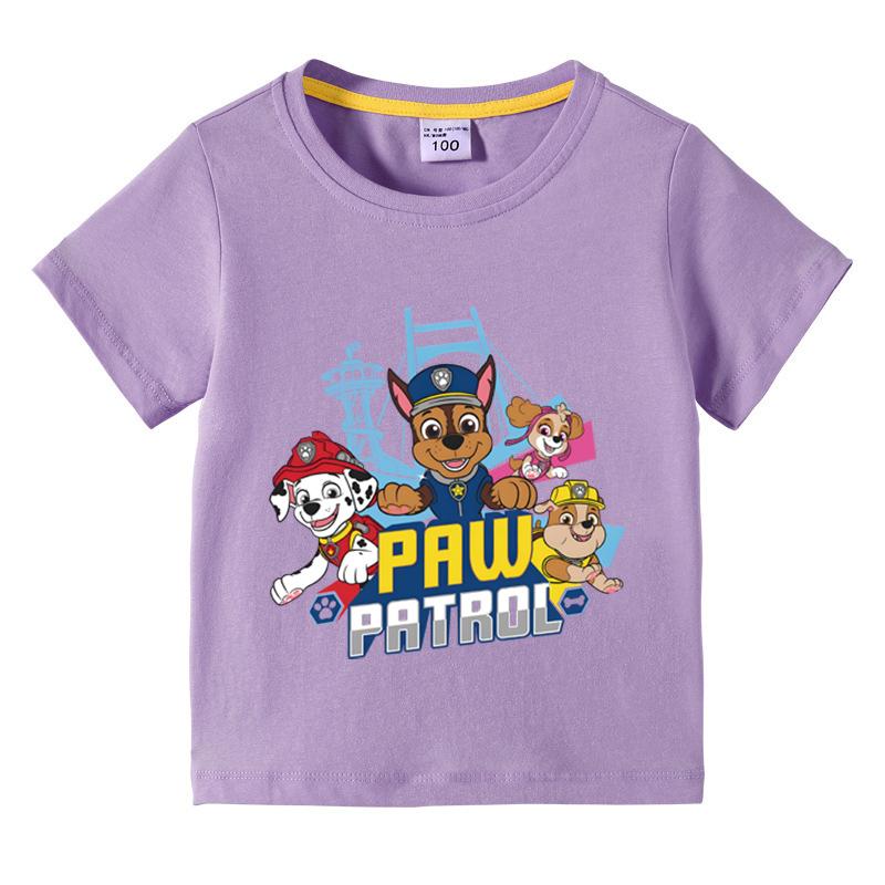 Paw Patrol Kids Clothing Tees Summer Printed Cartoon Fashion Short Sleeve Boys T-shirt Popular Design Children's Tshirt Crewneck